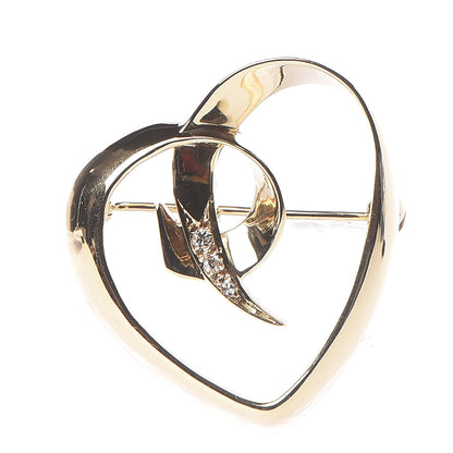 Tiffany 18K Yellow Gold Diamond Paloma Picasso Heart Pin Brooch 1 of 6