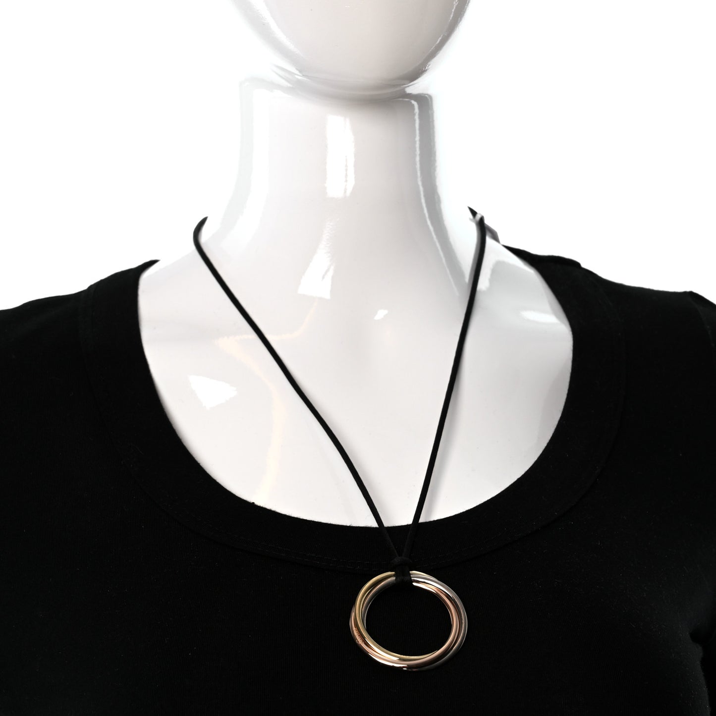 18K Pink Yellow White Gold Large Trinity Cord Necklace