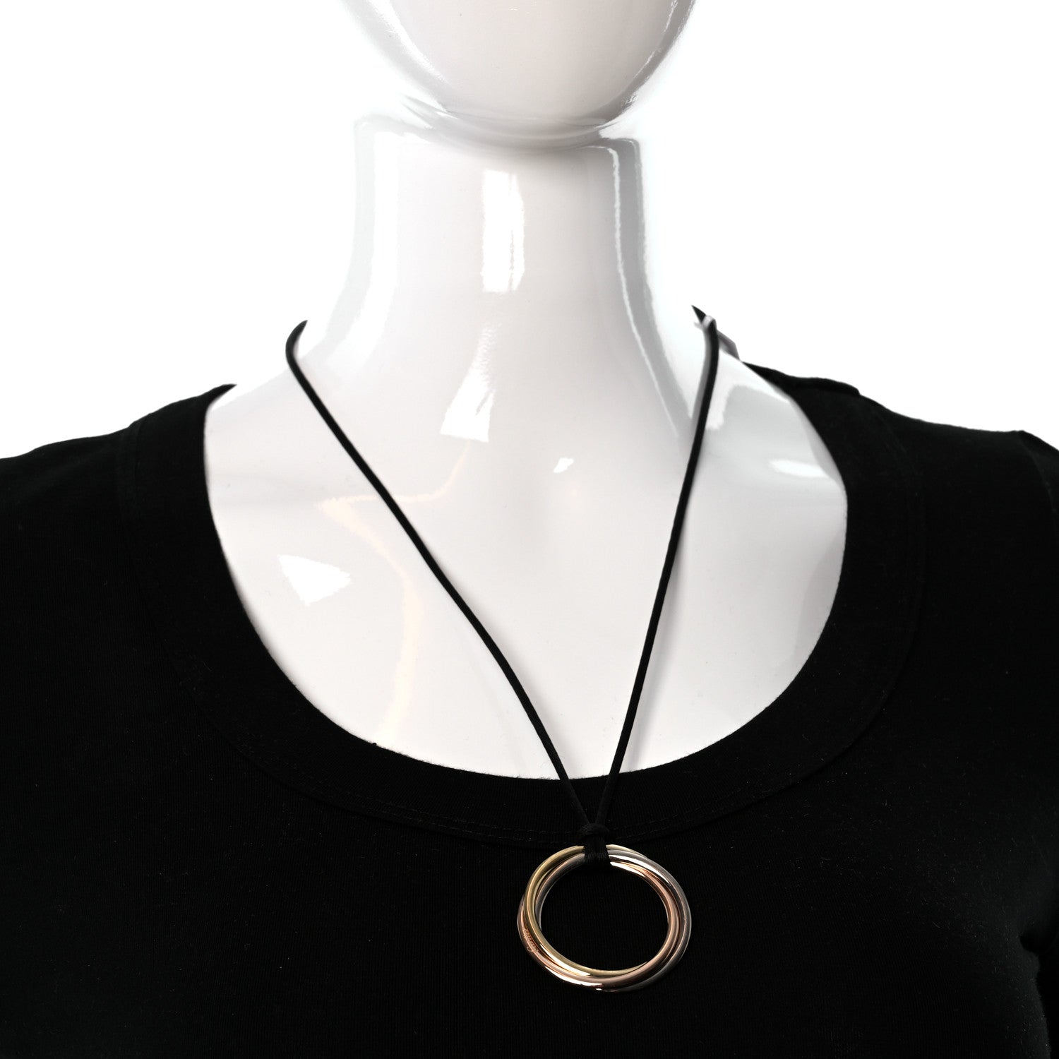 Cartier 18K Pink Yellow White Gold Large Trinity Cord Necklace 3 of 6