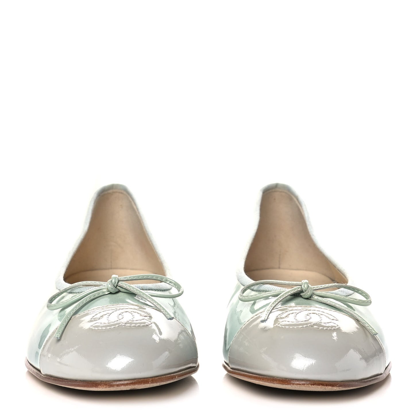 Patent Cap Toe CC Ballerina Flats 39.5 Mint Green Grey
