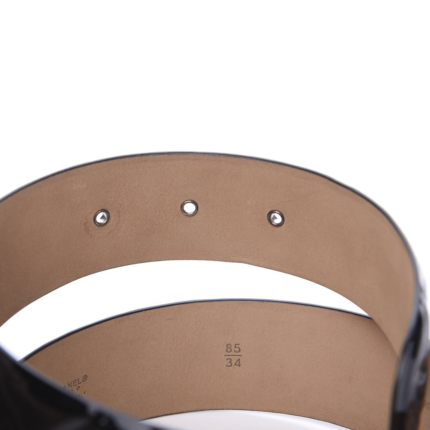 Patent Calfskin Quilted Lucky Symbols CC Belt 85 34 Black