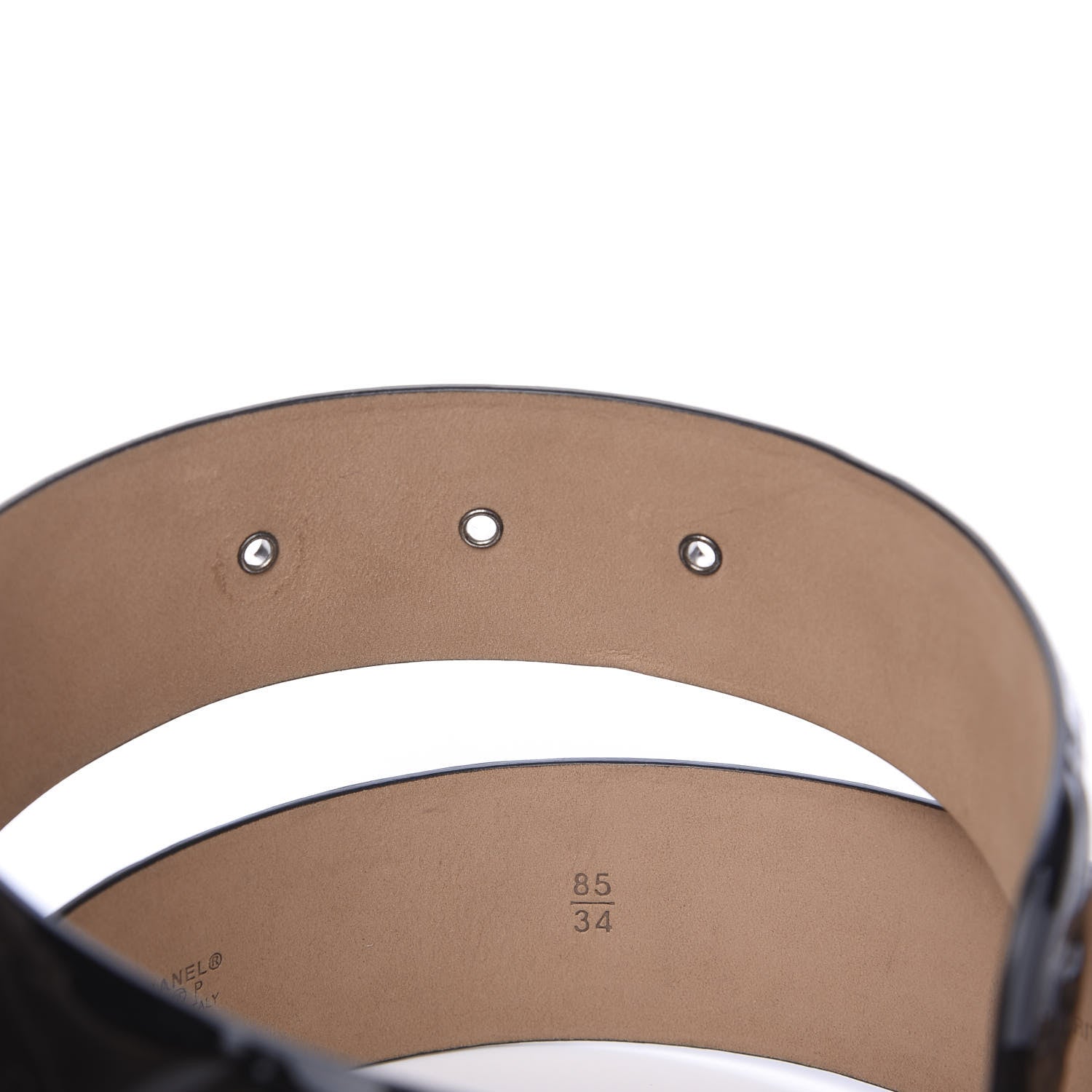 Chanel Patent Calfskin Quilted Lucky Symbols CC Belt 85 34 Black 3 of 4