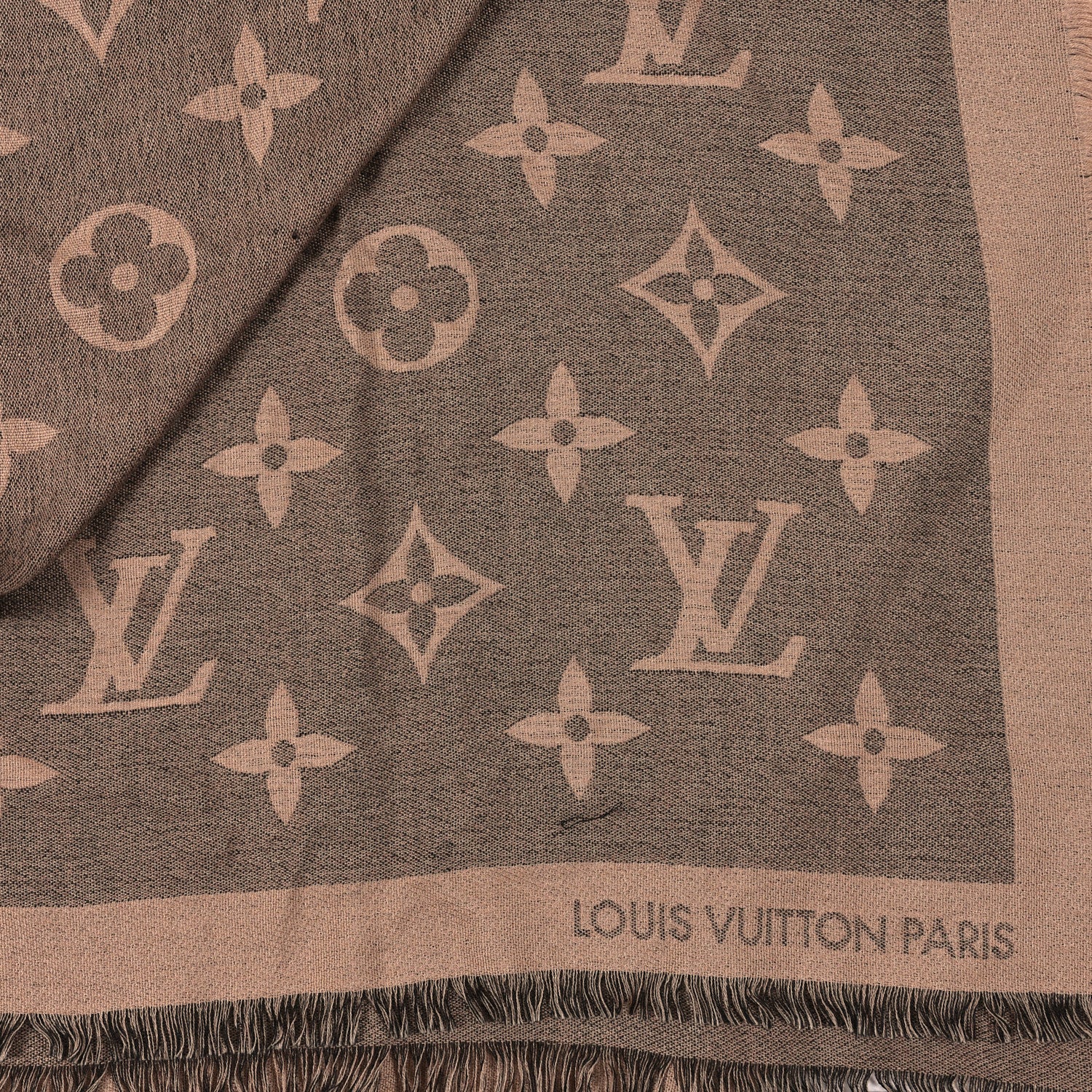 Louis Vuitton Cashmere Silk Monogram Giant Shawl Beige 2 of 3