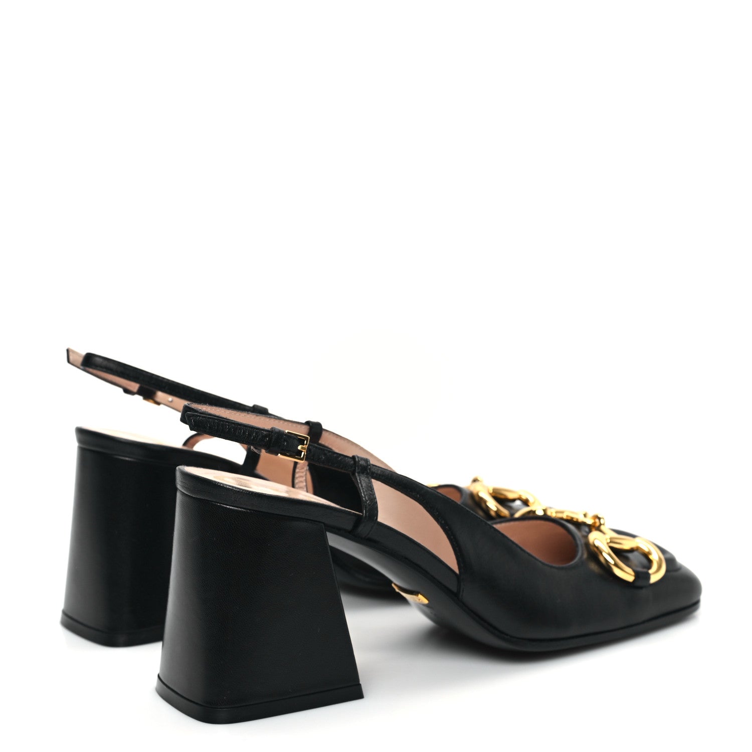 Gucci Malaga Kid Horsebit 75mm Slingback Pumps 36 Black 4 of 8
