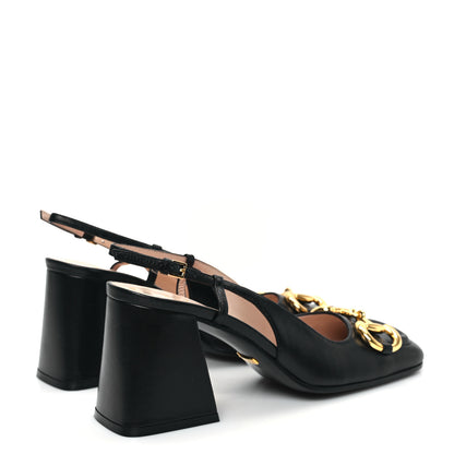 Gucci Malaga Kid Horsebit 75mm Slingback Pumps 36 Black 4 of 8