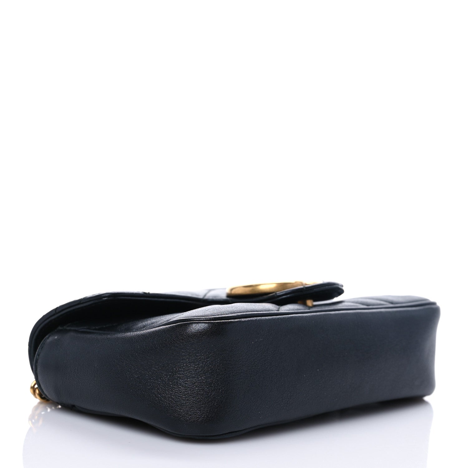 Gucci Calfskin Matelasse Super Mini GG Marmont Shoulder Bag Black 4 of 7