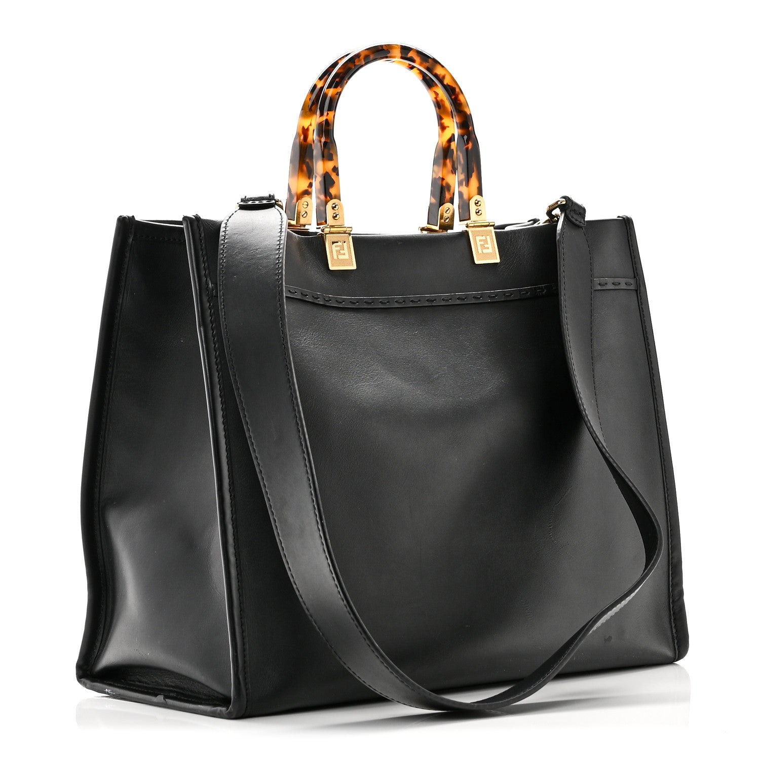 Fendi Vitello King Plexiglass Medium Fendi Sunshine Shopper Tote Black 3 of 9