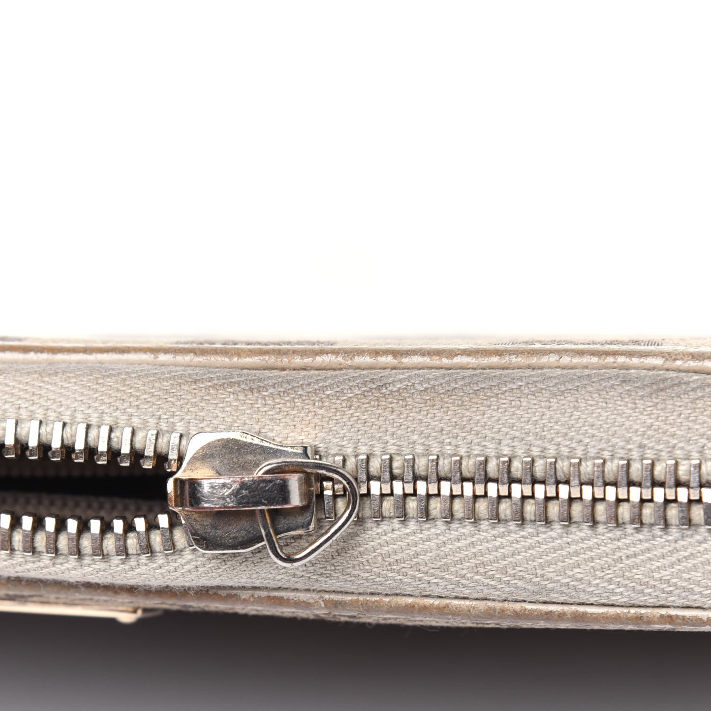 Monogram Metal Bar Zip Around Wallet Beige Ebony Off White