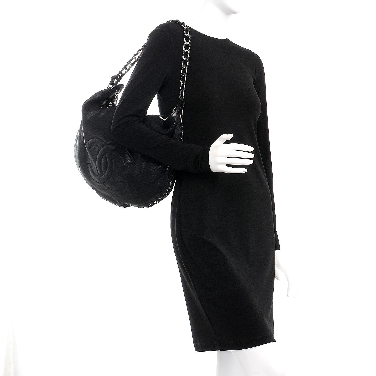 Chanel Calfskin Modern Chain Hobo Black 2 of 8