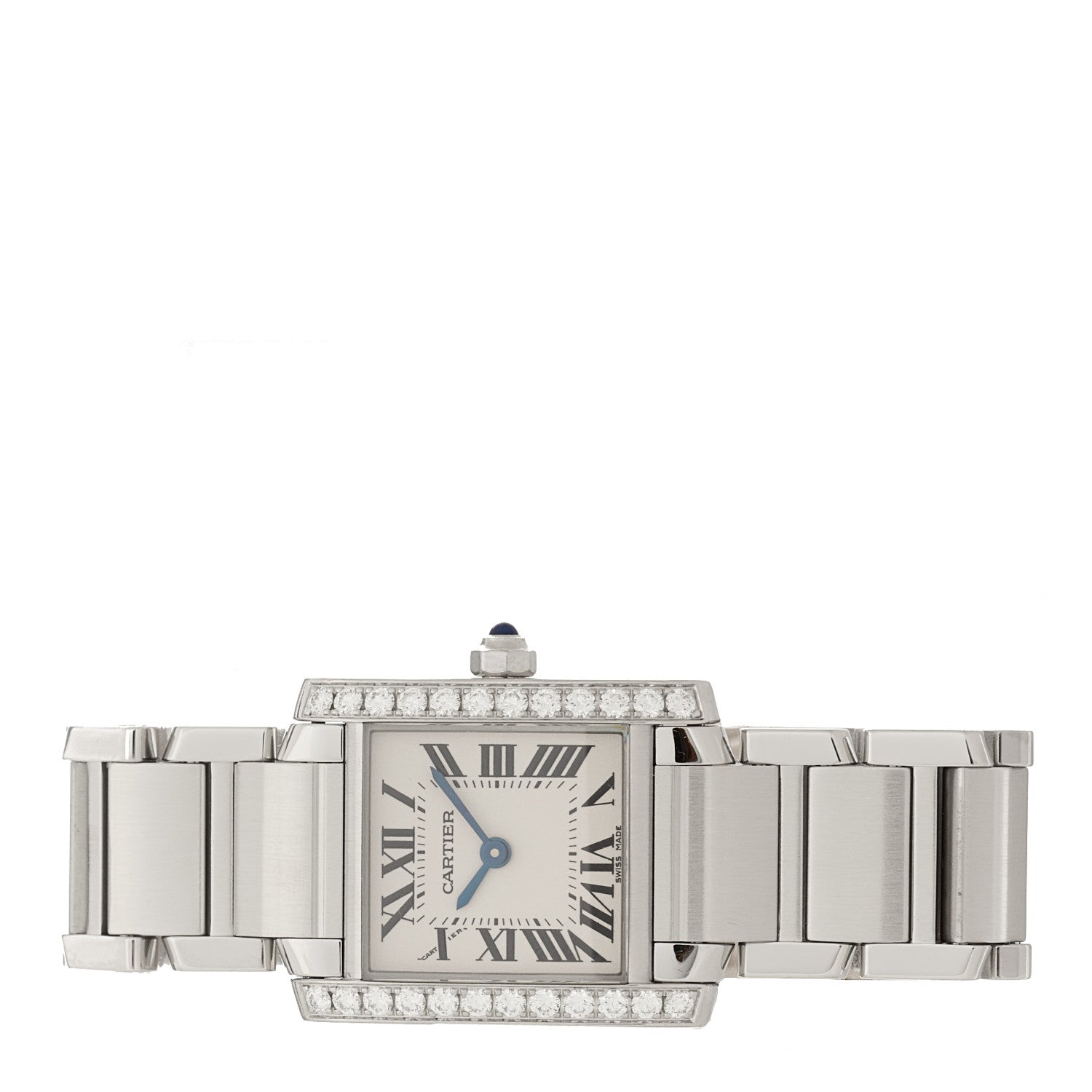 Cartier Stainless Steel Diamond Bezel 20mm Tank Francaise Quartz Watch 2 of 4