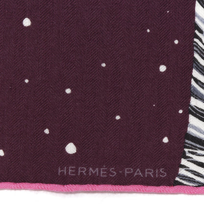 Hermes Cashmere Silk Wool Awooooo Scarf 100 Prune Gris Bleu Glacier 3 of 4