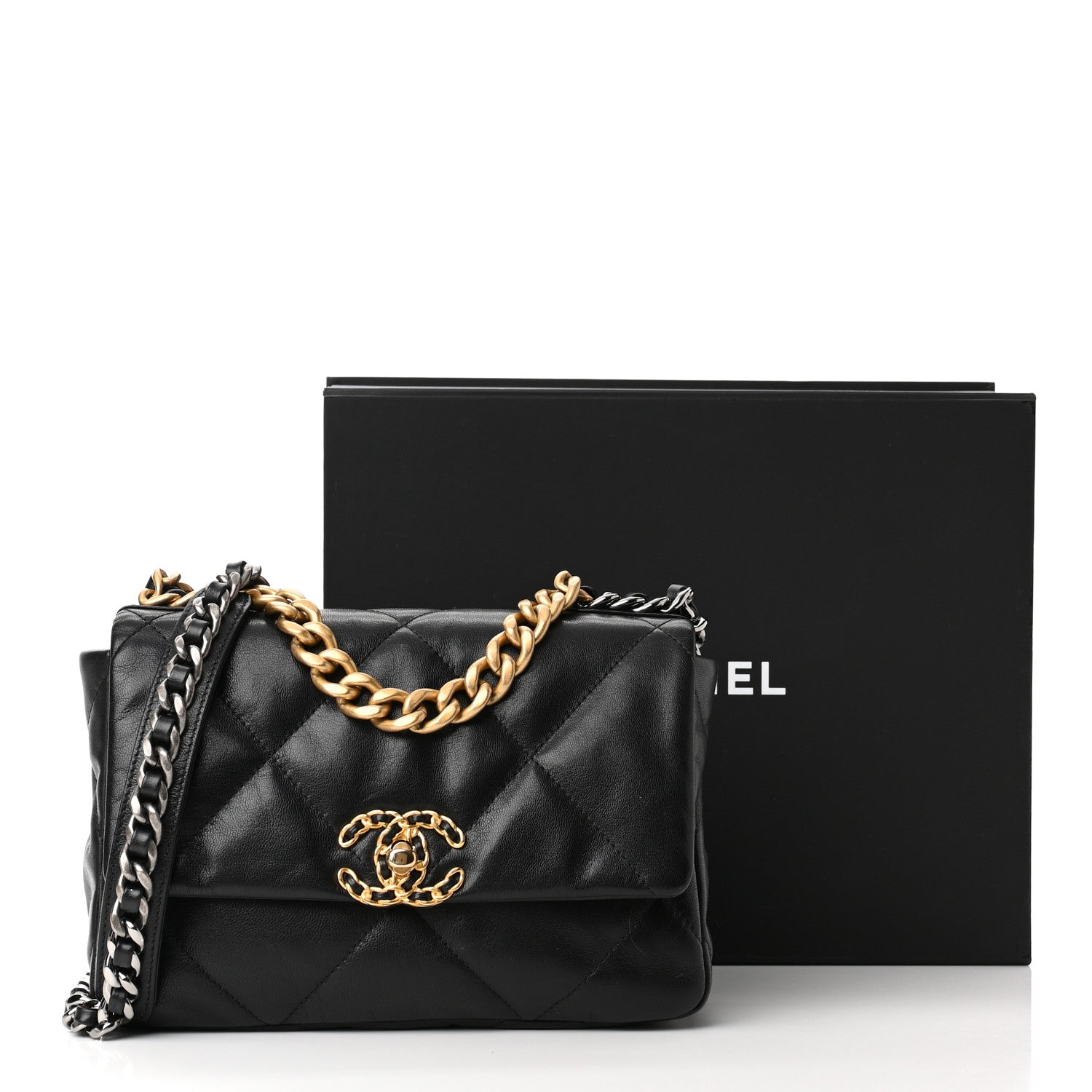 Chanel Goatskin Quilted Medium Chanel 19 Flap Black 11 of 11