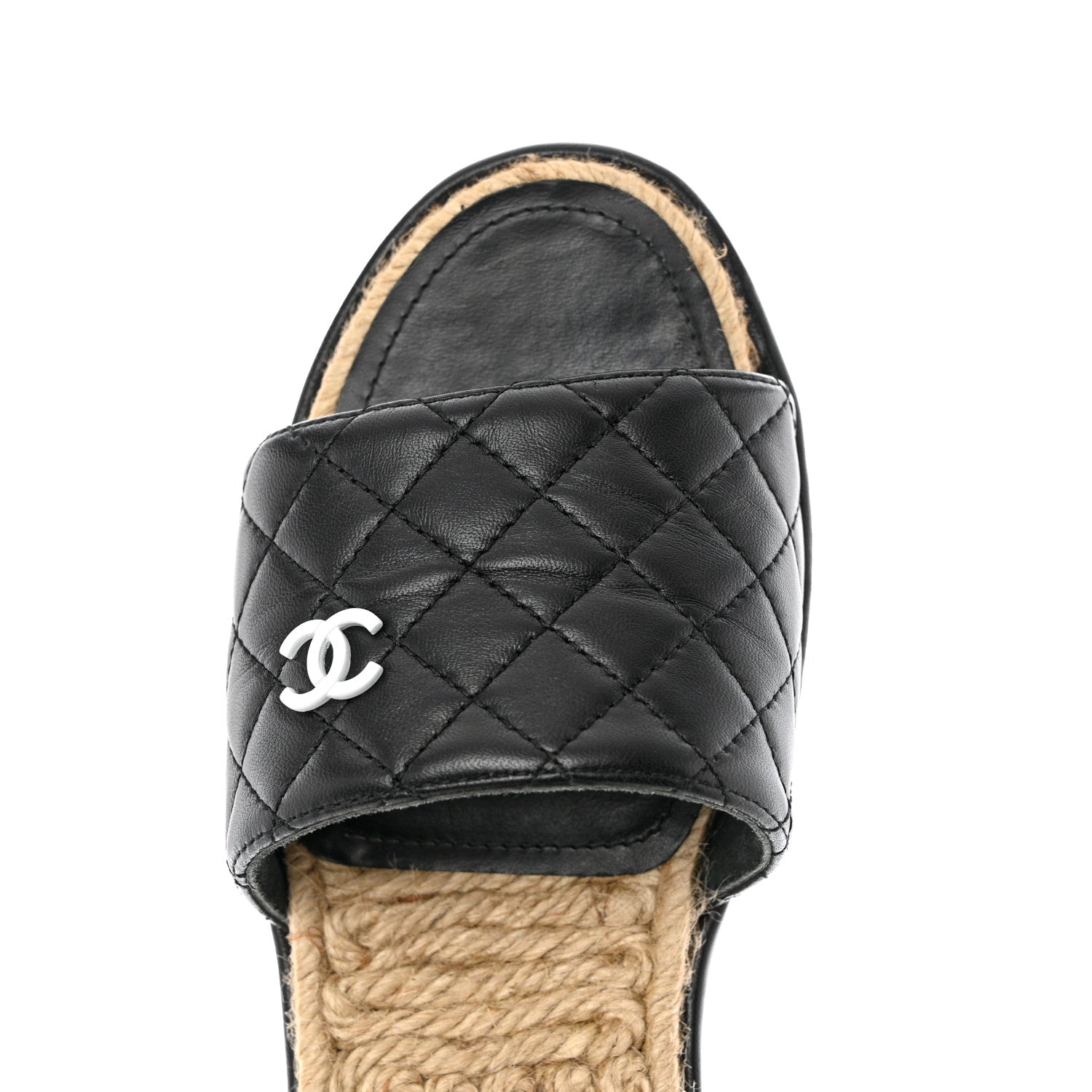 Chanel Lambskin Quilted CC Mules Sandals 36 Black White 11 of 13