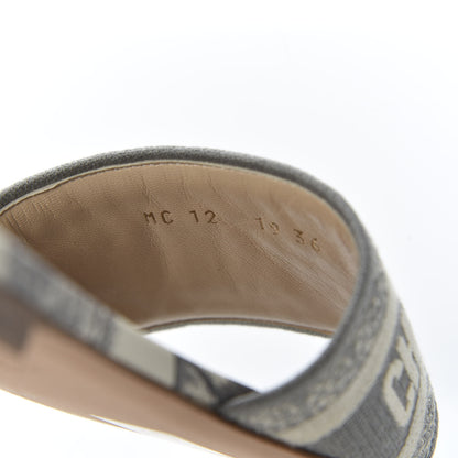 Christian Dior Canvas Toile de Jouy Embroidered Dway Flat Slide Sandals 36 Grey Stone 10 of 11