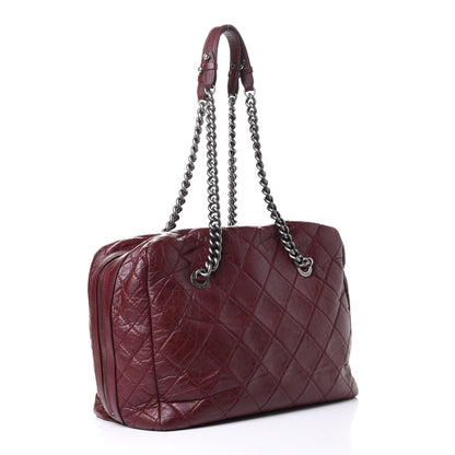 Chanel Aged Calfskin Quilted Large Secret Tag Bowling Bag Burgundy 2 of 4