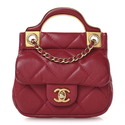 Chanel Calfskin Quilted Lady Handle Flap Card Holder With Chain Dark Pink 1 of 12
