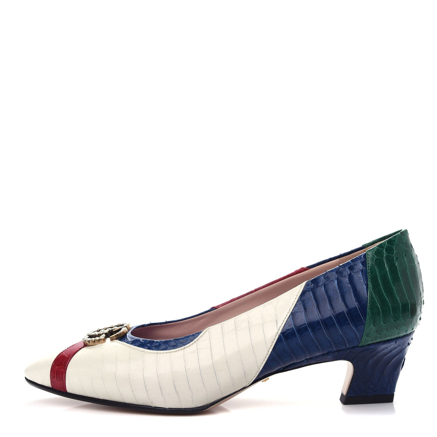 Snakeskin Crystal Double G Pumps 40 Multicolor