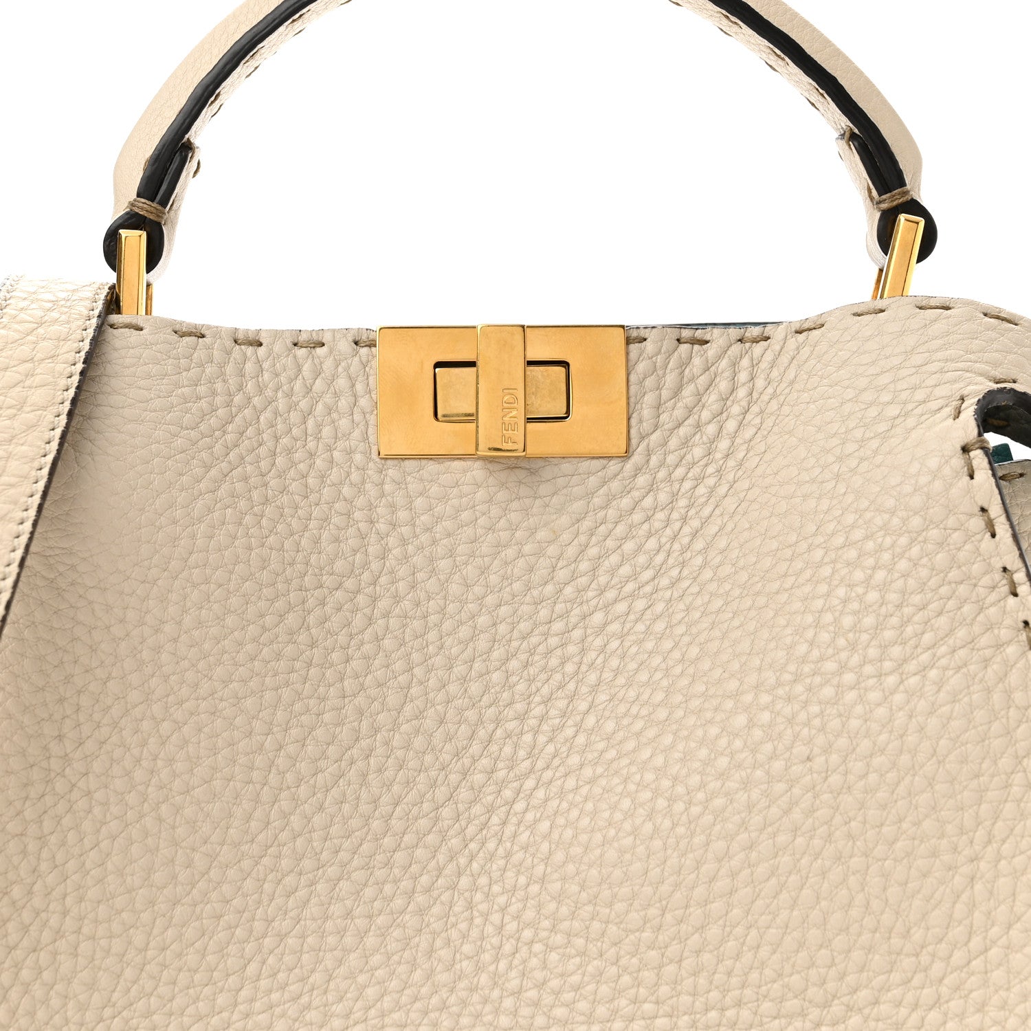 Fendi Cuoio Romano Selleria Medium Peekaboo Iconic Essentially Satchel Latte Laguna Tortora 7 of 9