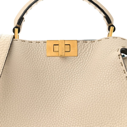 Fendi Cuoio Romano Selleria Medium Peekaboo Iconic Essentially Satchel Latte Laguna Tortora 7 of 9
