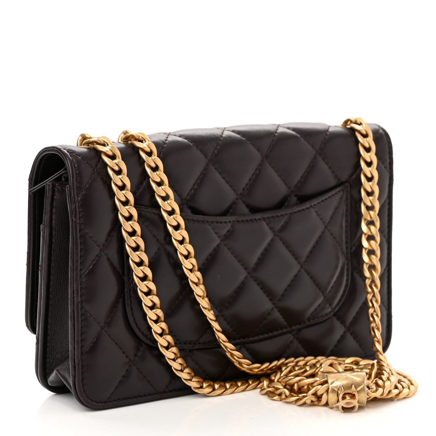 Chanel Lambskin Quilted Pillow Crush Wallet On Chain WOC Dark Brown 2 of 11