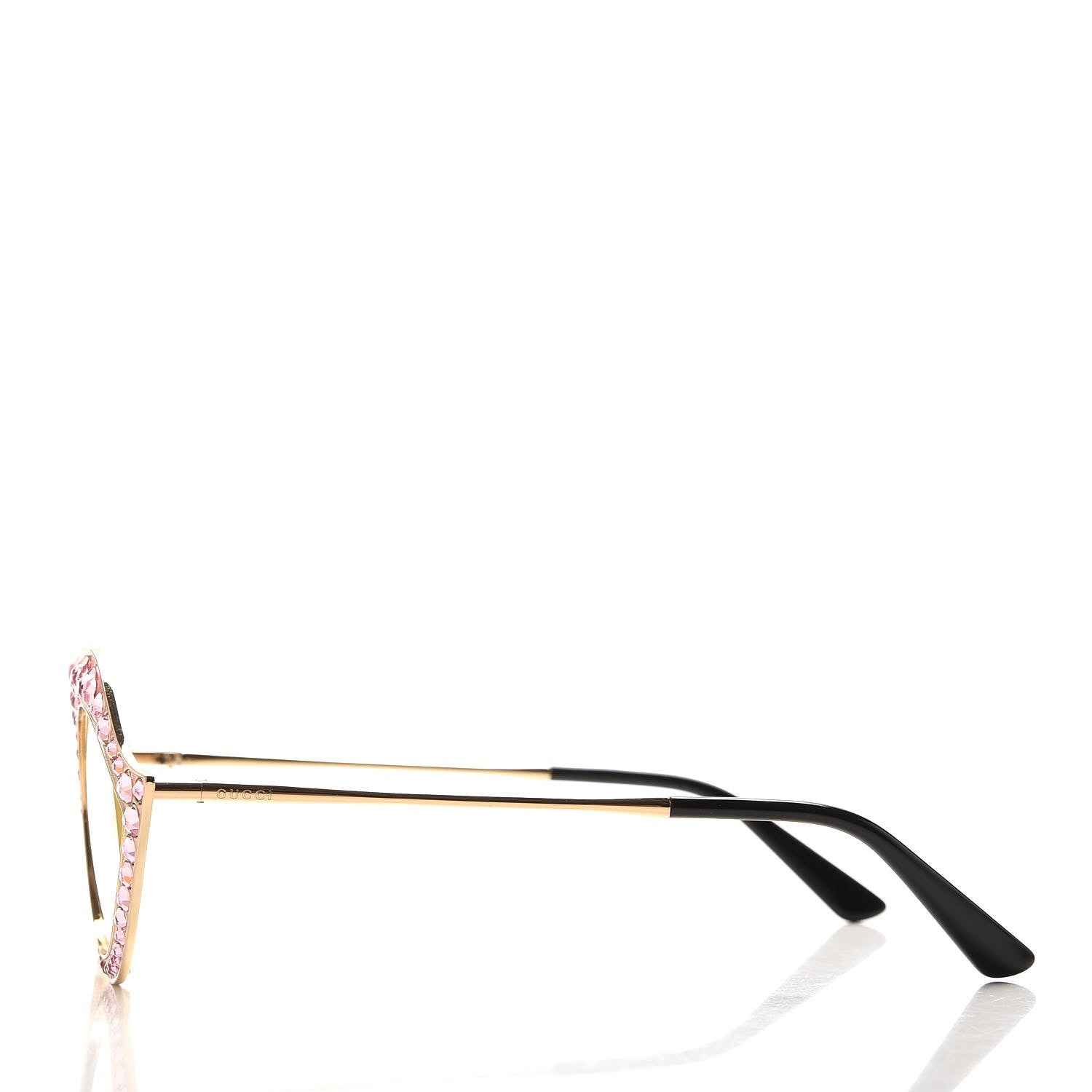 Gucci Metal Crystal Cat Eye Sunglasses GG0046S Light Pink 3 of 9