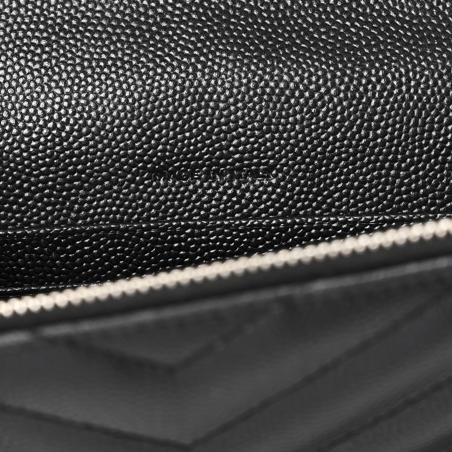 Grain De Poudre Matelasse Chevron Monogram Envelope Chain Wallet Black