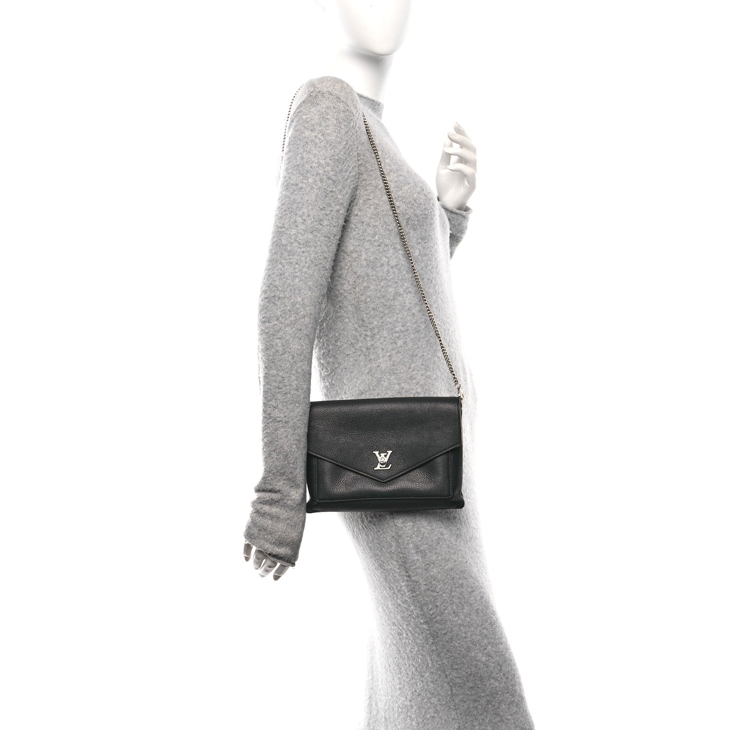 Louis Vuitton Soft Calfskin My Lockme Chain Pochette Black 2 of 10