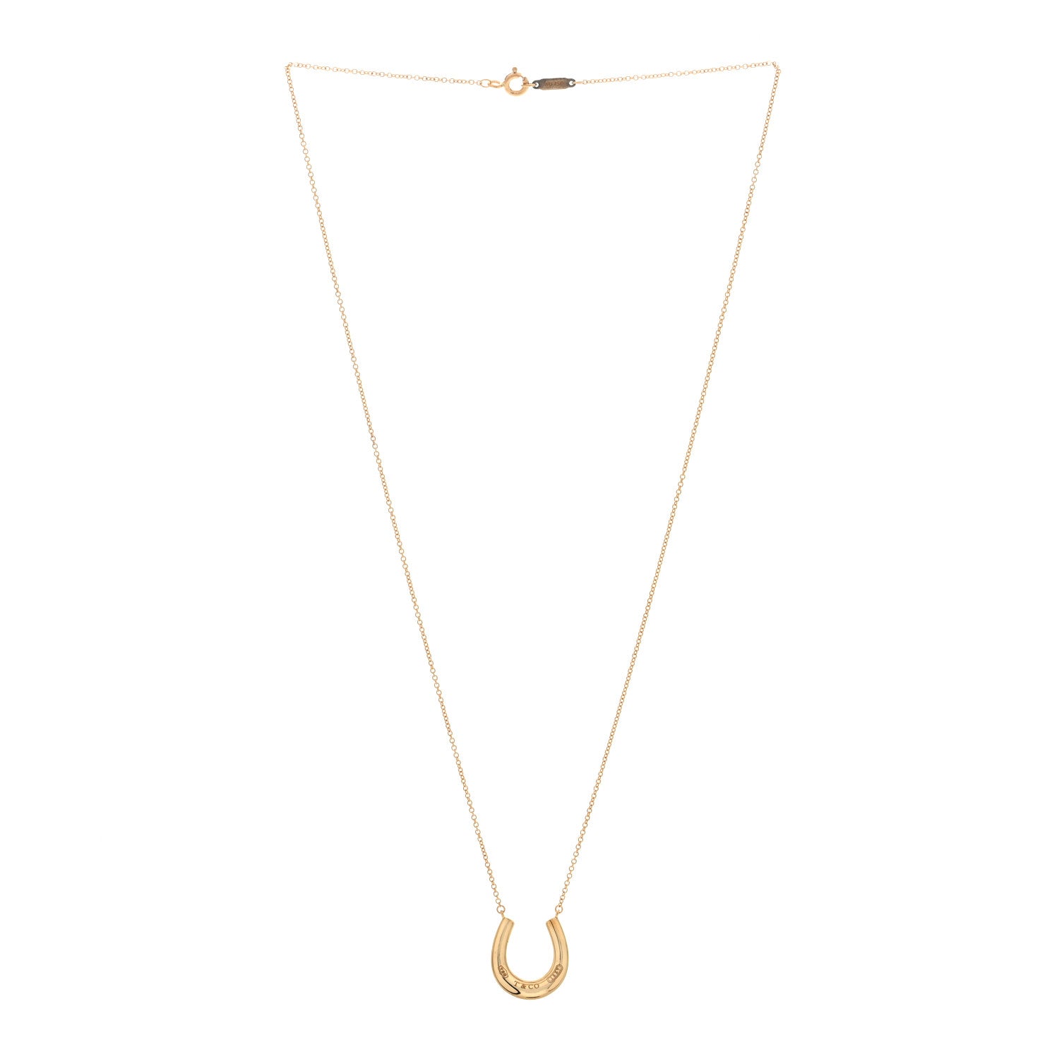 Tiffany 18K Yellow Gold 1837 Horseshoe Pendant Necklace 2 of 5