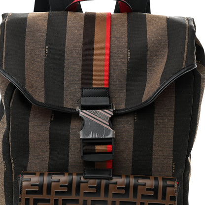 Fendi Fabric Jacquard Cuoio Romano Vitello Pequin Bi-Color FF 1974 Embossed Backpack Tobacco Moro Rosso Malboro Maya Black 7 of 9