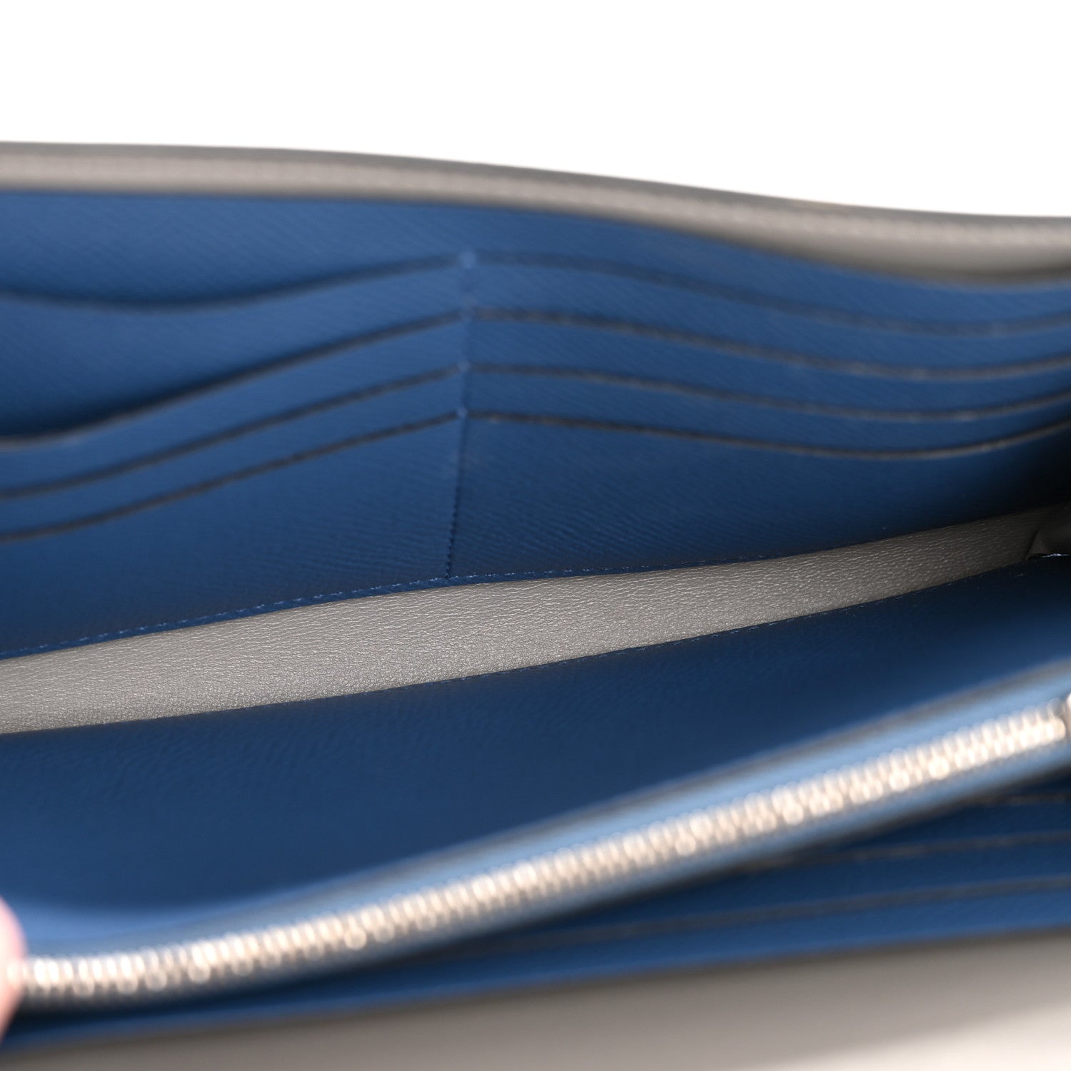 Hermes Epsom Constance Verso Long Wallet Bleu Agate Gris Mouette 5 of 10