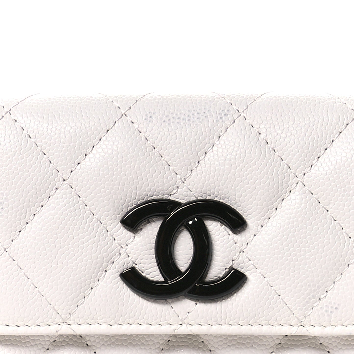 Caviar Quilted My Everything Belt Flap Card Holder White