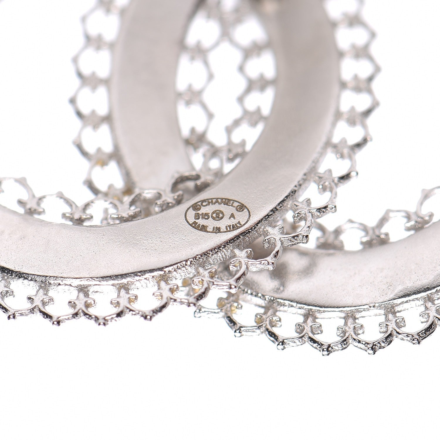 Chanel Scalloped CC Earrings Silver 5 of 6