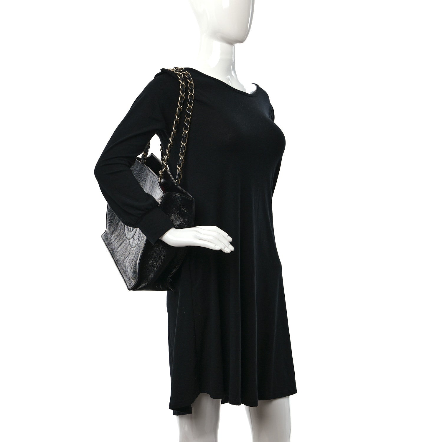 Chanel Shiny Aged Calfskin Shopping Bag Black 2 of 10