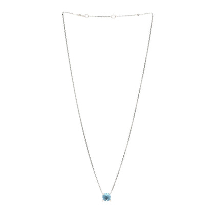 David Yurman Sterling Silver Diamond Blue Topaz 9mm Petite Chatelaine Pendant Necklace 3 of 4