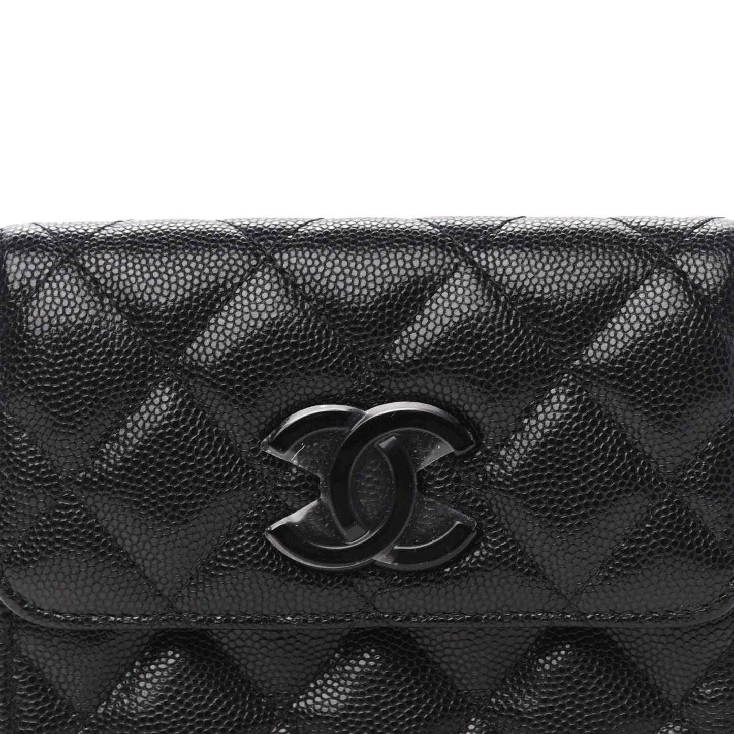 Caviar Quilted My Everything Belt Flap Card Holder Black