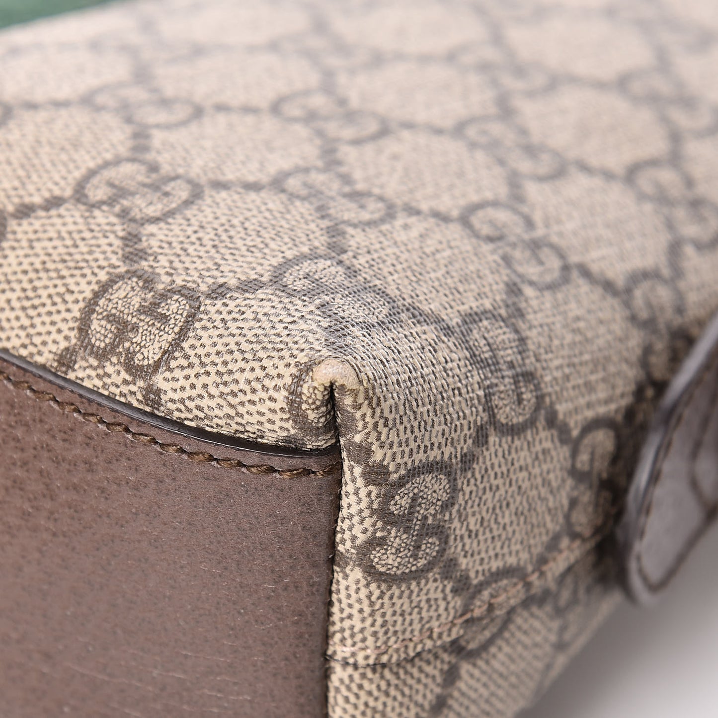 GG Supreme Monogram Textured Dollar Calfskin Web Small Ophidia Dome Shoulder Bag Beige Ebony New Acero