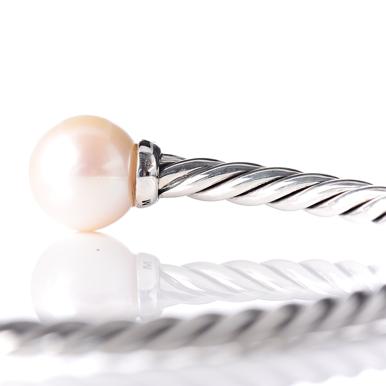 David Yurman Sterling Silver Diamond Pearl 9mm Solari Bracelet 5 of 5