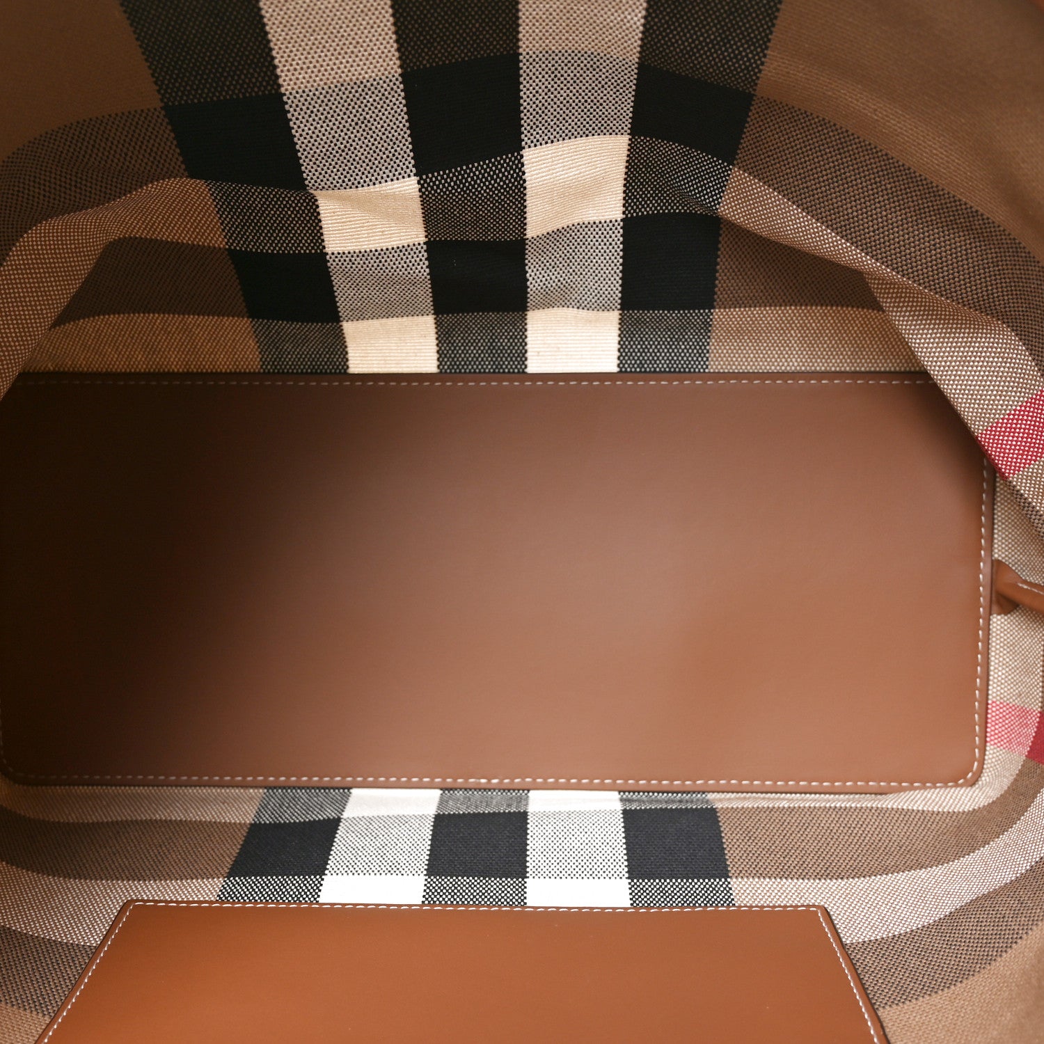 Burberry Giant Check Canvas Medium London Tote Taupe Brown 5 of 9