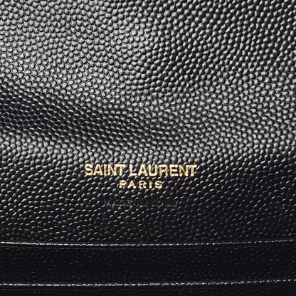Saint Laurent Grain De Poudre Matelasse Chevron Small Monogram Envelope Wallet Black 6 of 6