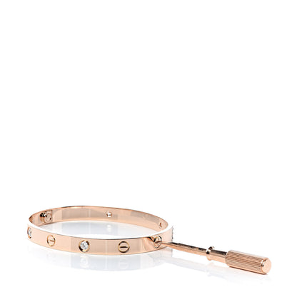 Cartier 18K Pink Gold 4 Diamond LOVE Bracelet 17 7 of 8