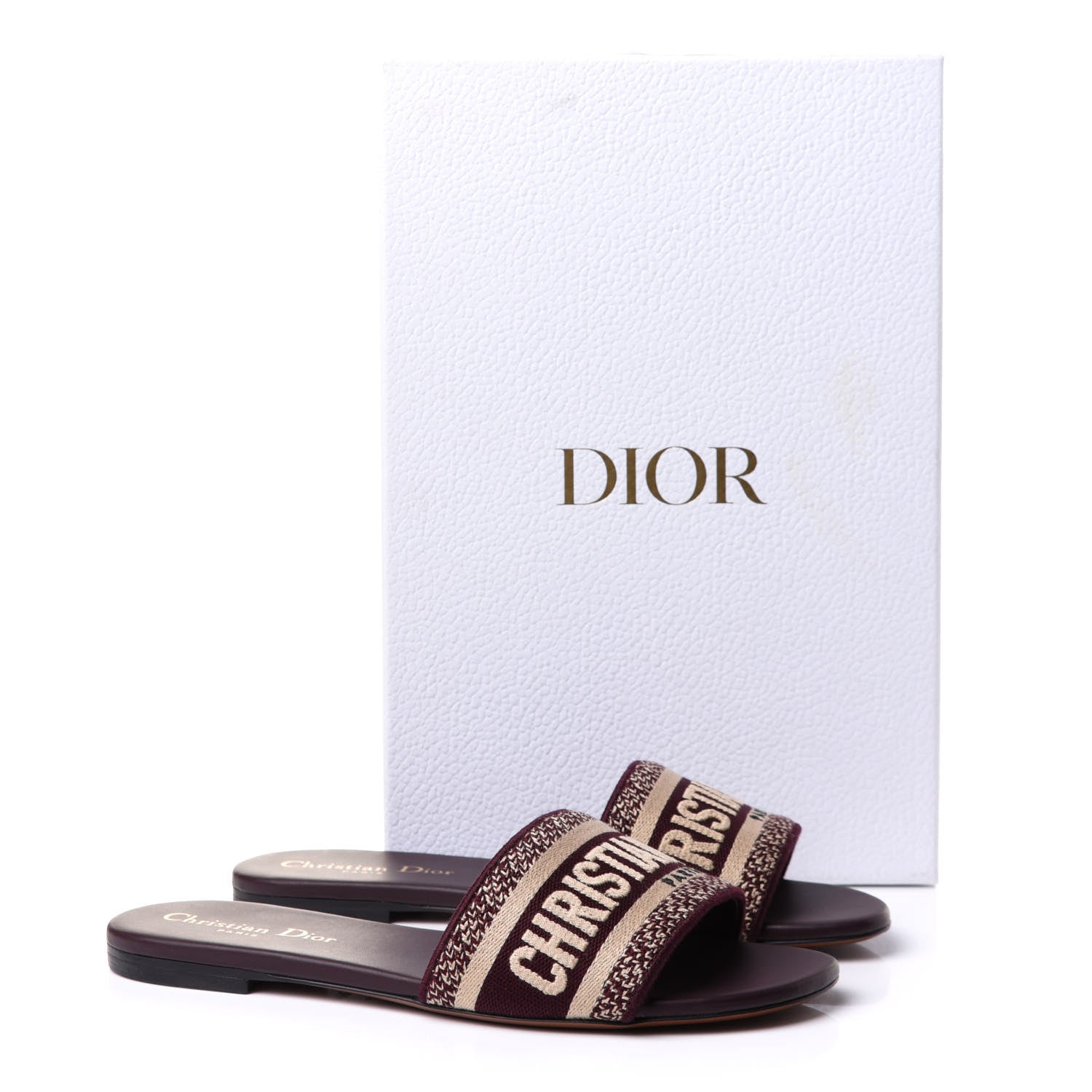 Christian Dior Canvas Embroidered Dway Mules Slide Sandals 36.5 Burgundy 10 of 10
