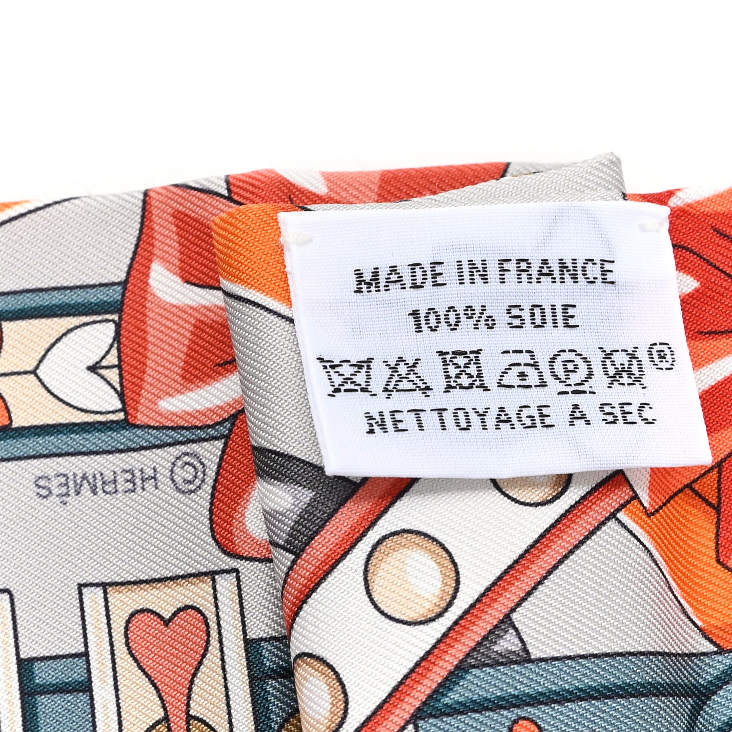 Hermes Silk Harnais De Coeur Twilly Gris Perle Orange Gris Bleute 3 of 3