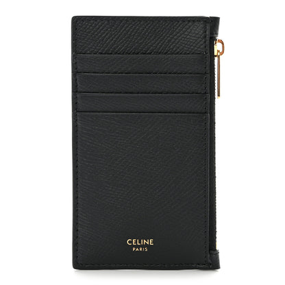 Celine Grained Calfskin Zipped Card Holder Black 1 of 11