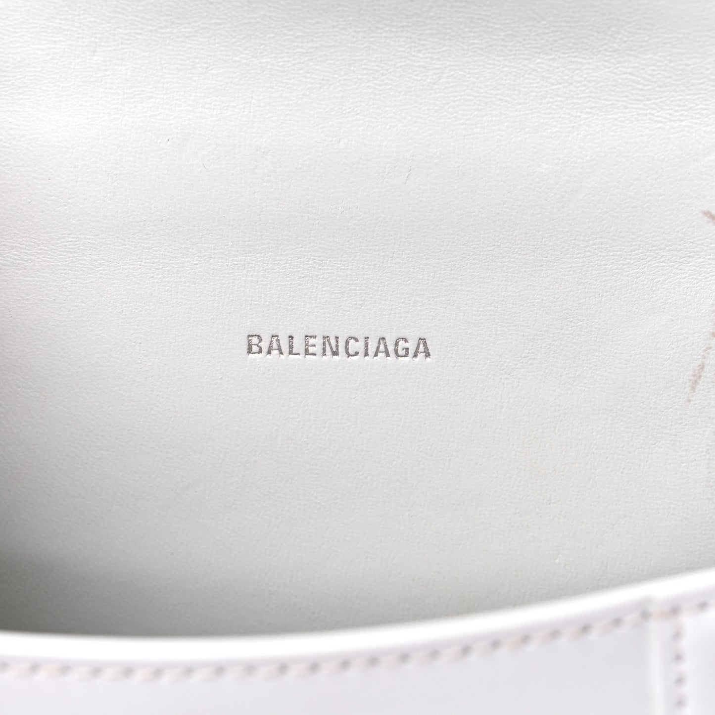 Box Calfskin Graffiti Logo Hourglass Top Handle Bag XS White Light Silver