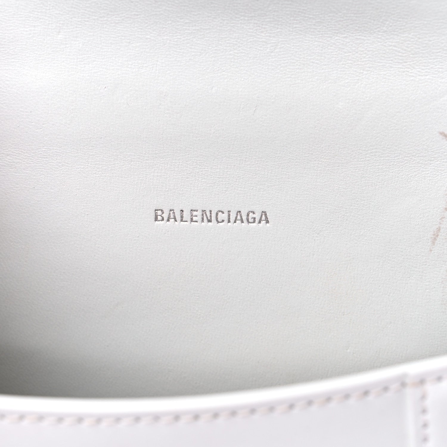 Balenciaga Box Calfskin Graffiti Logo Hourglass Top Handle Bag XS White Light Silver 5 of 16