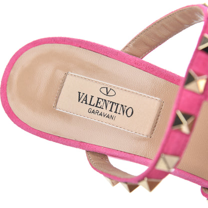 Valentino Garavani Suede Rockstud 60mm Caged Slide Sandals 37.5 Pink Orchid 6 of 10