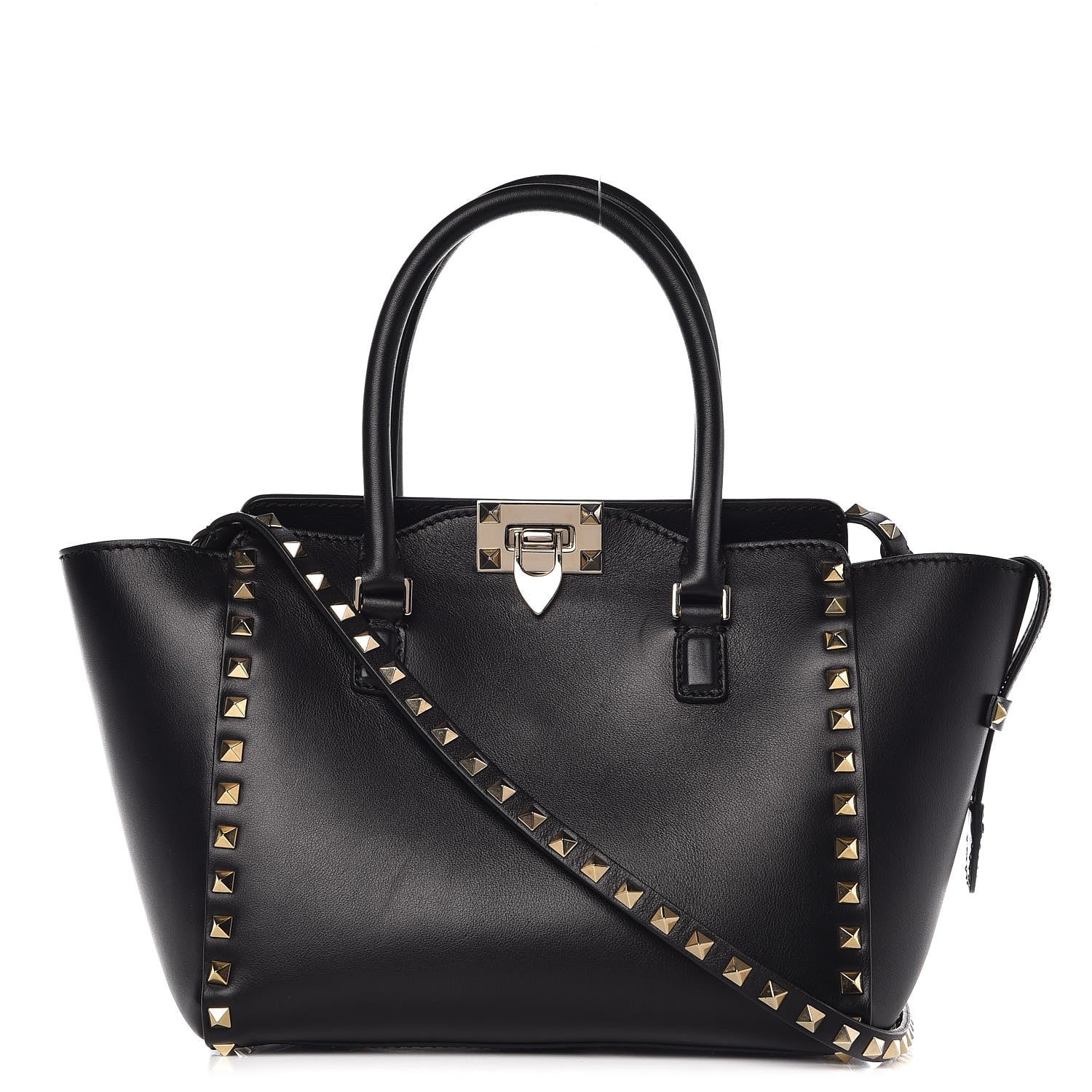 Valentino Garavani Vitello Small Rockstud Double Handle Tote Black 1 of 9