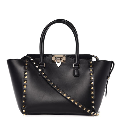 Valentino Garavani Vitello Small Rockstud Double Handle Tote Black 1 of 9