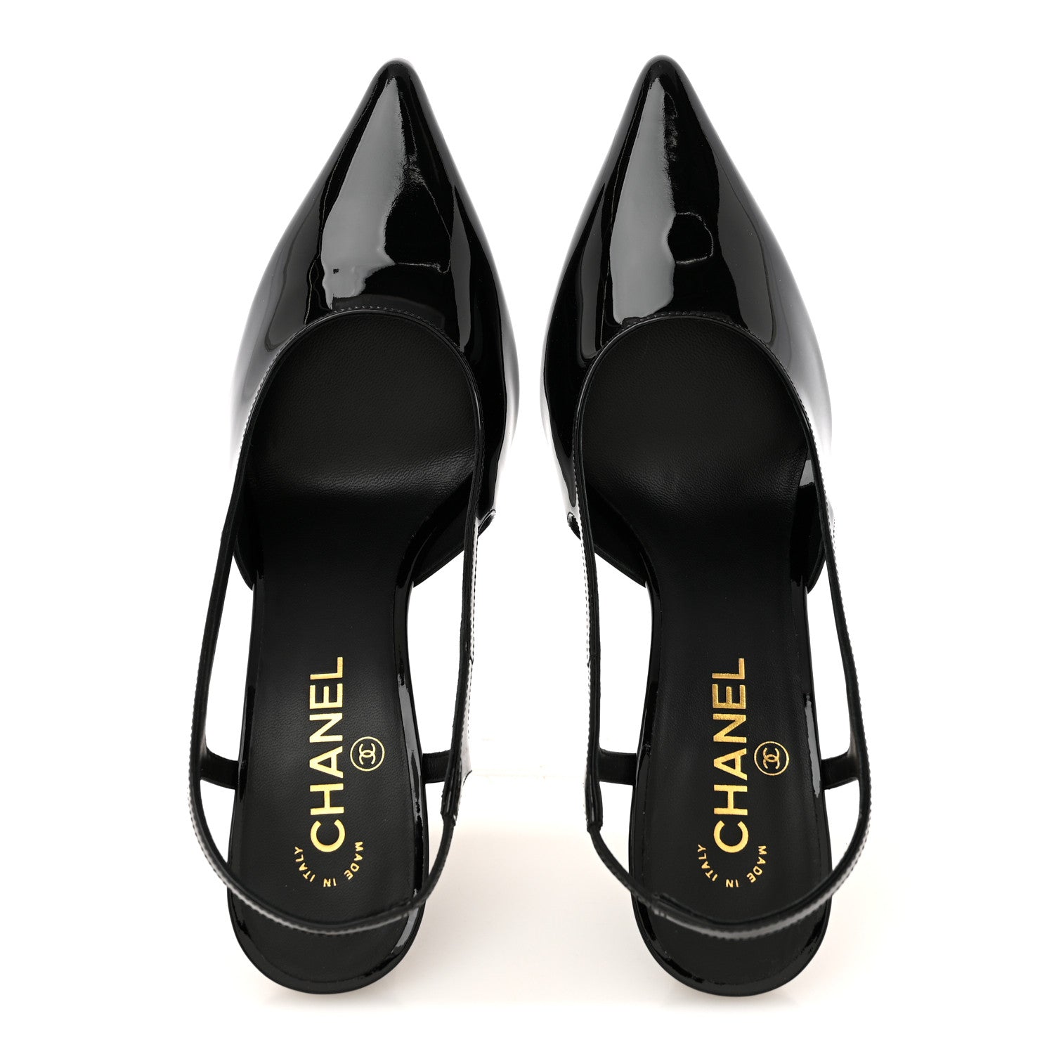 Chanel Patent Calfskin Slingback CC Cutout Pumps 40 Black 2 of 10