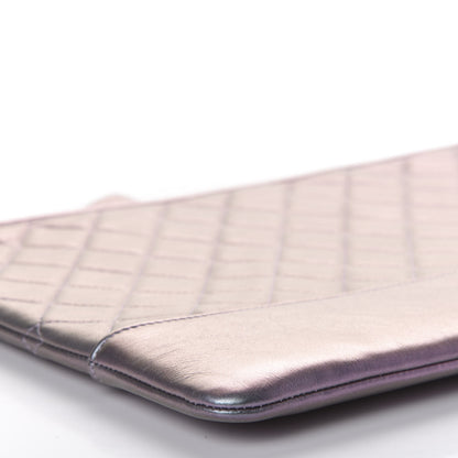 Chanel Iridescent Lambskin Quilted Large Gabrielle Cosmetic Case Light Purple 5 of 8